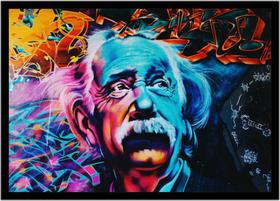Quadro Decorativo Celebridades Albert Einstein Abstrato Física Laboratórios Com Moldura RC000