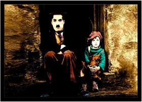 Quadro Decorativo Celebridades Charlie Chaplin Filmes O Garoto Com Moldura RC007