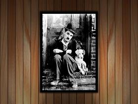 Quadro Decorativo Celebridades Charlie Chaplin Filmes Vida De Cachorro Com Moldura RC005 - Vital Printer