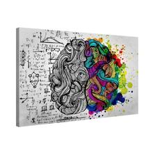Quadro Decorativo Cérebro Arte Abstrata Colorido Moderno Sala Escritório Tela 60x90cm Tecido Canva