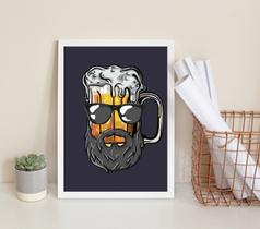 Quadro Decorativo Cerveja Barbearia 45x34cm - Com Vidro