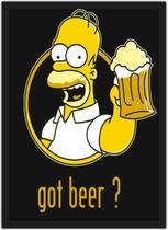 Quadro Decorativo Cerveja Homer Simpsons Got Beer Bar Churrasco Gourmet Com Moldura