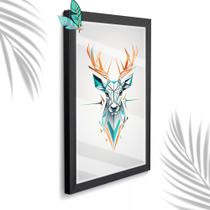 Quadro Decorativo Cervo Abstrato + Vidro 33x25 Escritório