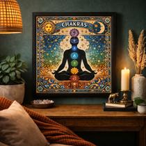Quadro Decorativo Chakras 33x33cm Mold Preta Quadro Decorativo Chakras 33x33cm Mold Preta
