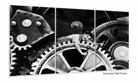 Quadro Decorativo Charlie Chaplin 3 peças 120x60 cm em tecid Quadro Decorativo Charlie Chaplin 3 peças 120x60 cm em tecid