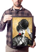 Quadro Decorativo Charlie Chaplin Arte Rosa Chapéu