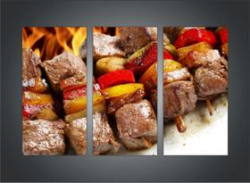 Quadro Decorativo Churrascarias Churrasco Gourmet Com 3 peças Com Moldura