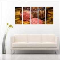 Quadro Decorativo Churrasco Churrascarias Carne Assada 5 Peças GG1