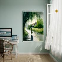 Quadro Decorativo Chuva No Interior 70x50cm Mold Preta Quadro Decorativo Chuva No Interior 70x50cm Mold Preta