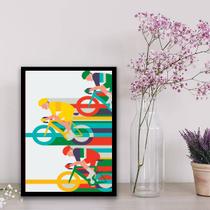 Quadro Decorativo Ciclistas 24x18cm - com vidro