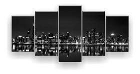 Quadro Decorativo Cidade Branco Preto 129x61 Sala Quarto Quadro Decorativo Cidade Branco Preto 129x61 Sala Quarto