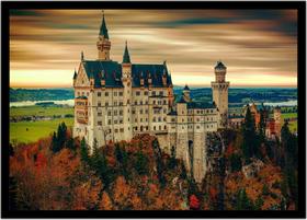 Quadro Decorativo Cidade Braviera Castelo De Neuschwanstein Alemanha Paisagem Com Moldura RC017 Quadro Decorativo Cidade Braviera Castelo De Neuschwanstein Alemanha Paisagem Com Moldura RC017