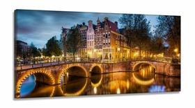 Quadro Decorativo Cidade de Amsterdã - Paisagem - em Tecido Canvas 130x60