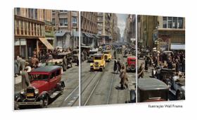 Quadro Decorativo Cidade De Chicago - Retrô - Tela Em Tecido Quadro Decorativo Cidade De Chicago - Retrô - Tela Em Tecido
