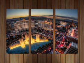 Quadro Decorativo Cidade Las Vegas Turismo Decorações 3 peças Com Moldura