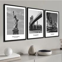 Quadro Decorativo Cidade New York Preto E Branco Sala Quarto
