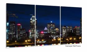 Quadro Decorativo Cidade Noturna 120x60 3 pçs