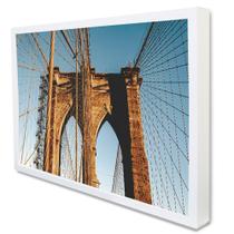 Quadro Decorativo Cidade Nova York Brooklyn Bridge - Linhas Convergentes em Moldura Caixa Quadro Decorativo Cidade Nova York Brooklyn Bridge - Linhas Convergentes em Moldura Caixa