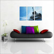 Quadro Decorativo Cidade Paris Torre Eiffel Decorações 3 peças Com Moldura