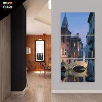 Quadro Decorativo Cidade Vertical Para Sala Hall 3 Peças