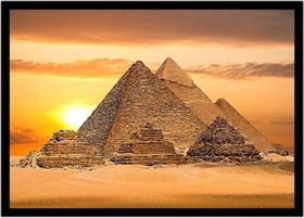 Quadro Decorativo Cidades Cairo Egito Pirâmides Quéops Quéfren Miquerinos Com Moldura RC151