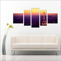 Quadro Decorativo Cidades Famosas Paris Torre Eiffel Com 5 Peças TT1