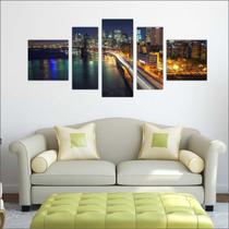 Quadro Decorativo Cidades Famosas Ponte New York Com 5 Peças TT2