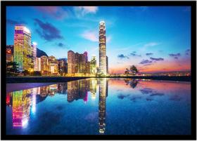 Quadro Decorativo Cidades Hong Kong Luzes Cores Beleza Paisagem Quartos Salas Com Moldura RC040 Quadro Decorativo Cidades Hong Kong Luzes Cores Beleza Paisagem Quartos Salas Com Moldura RC040