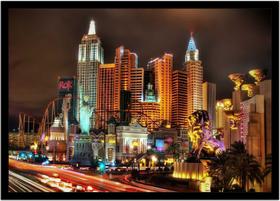 Quadro Decorativo Cidades Las Vegas Paisagem Lojas Quartos Salas Com Moldura RC083