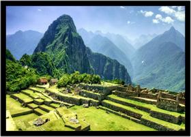 Quadro Decorativo Cidades Machu Picchu Peru Paisagem Empresas Lojas Quartos Salas Com Moldura RC110