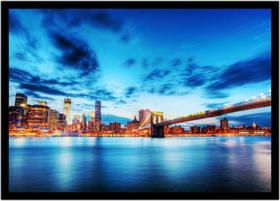 Quadro Decorativo Cidades Nova York Ponte do Brooklyn Paisagem Quartos Salas Com Moldura RC075 Quadro Decorativo Cidades Nova York Ponte do Brooklyn Paisagem Quartos Salas Com Moldura RC075