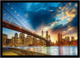 Quadro Decorativo Cidades Nova York Ponte do Brooklyn Paisagem Quartos Salas Com Moldura RC170 Quadro Decorativo Cidades Nova York Ponte do Brooklyn Paisagem Quartos Salas Com Moldura RC170