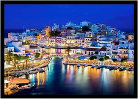 Quadro Decorativo Cidades Países Creta Grécia Turismo Viagens Paisagem Lojas Com Moldura RC124 - Vital Printer
