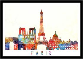Quadro Decorativo Cidades Paris Vintage Cores Beleza Paisagem Quartos Salas Com Moldura RC166