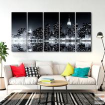 Quadro Decorativo Cidades - Preto e Branco -140x65