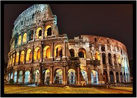 Quadro Decorativo Cidades Roma Itália Coliseu Paisagem Abstrato Com Moldura RC155