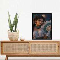 Quadro Decorativo Cigana Lua Cheia - Leque 24x18cm