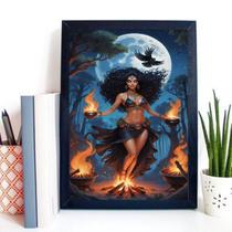 Quadro Decorativo Cigana Ritual Da Lua 24X18Cm - Com Vidro