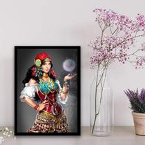 Quadro Decorativo Cigana Vidente 45X34Cm - Com Vidro Branca Quadro Decorativo Cigana Vidente 45X34Cm - Com Vidro Branca