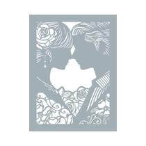 Quadro Decorativo Cinza Mdf Beijo Florido 40X20Cm