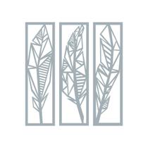 Quadro Decorativo Cinza Mdf Folhas De Bananeira 40X20Cm Quadro Decorativo Cinza Mdf Folhas De Bananeira 40X20Cm