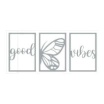 Quadro Decorativo Cinza Mdf Good Vibes 40X20Cm Quadro Decorativo Cinza Mdf Good Vibes 40X20Cm