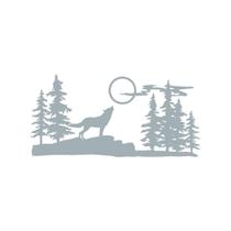Quadro Decorativo Cinza Mdf Lobo Nas Montanhas 40X20Cm