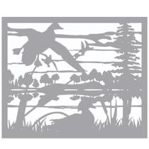 Quadro Decorativo Cinza Mdf Patos Selvagens 40X20Cm