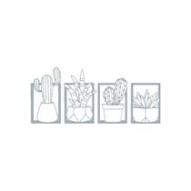 Quadro Decorativo Cinza Mdf Quadri Plantas 40X20Cm