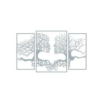Quadro Decorativo Cinza Mdf Trio Face Raizes 40X20Cm