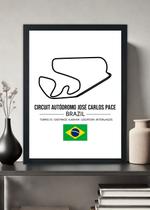 Quadro Decorativo Circuito de Interlagos Formula 1 Com Vidro Tamanho:21cm x 30cm (A4)