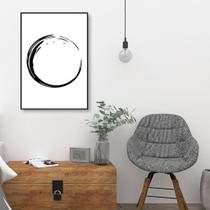 Quadro Decorativo Circulo Budista, Enso Moldura Filete, Preta