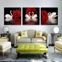 Quadro Decorativo Cisne Apaixonados Mosaico 3 Peças Quadro Decorativo Cisne Apaixonados Mosaico 3 Peças