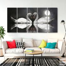 Quadro Decorativo Cisnes ao Luar -140x65 em tecido Quadro Decorativo Cisnes ao Luar -140x65 em tecido